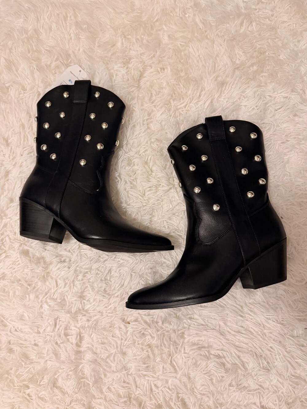 Time And Tru Stud Western Boot Size 8.5 Black Memory Foam